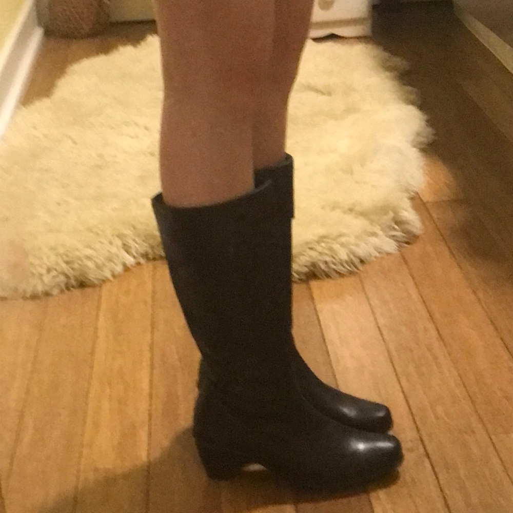 Black leather boots